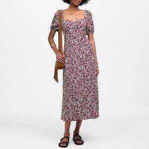 Madewell Puff Sleeve Sweetheart Midi Dress in Floral